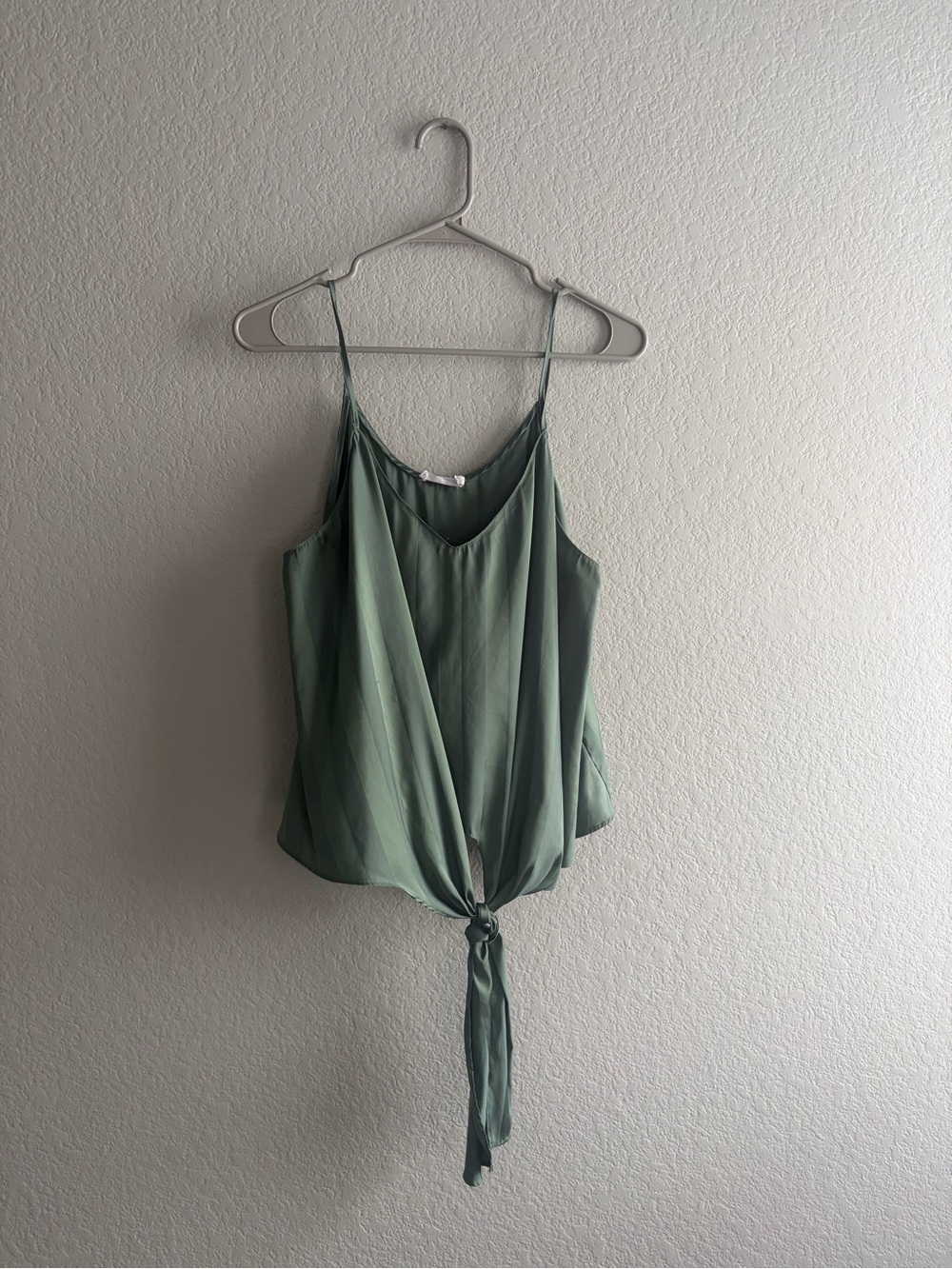 Lush Sage Green Tie-Front Spaghetti Strap Camisole